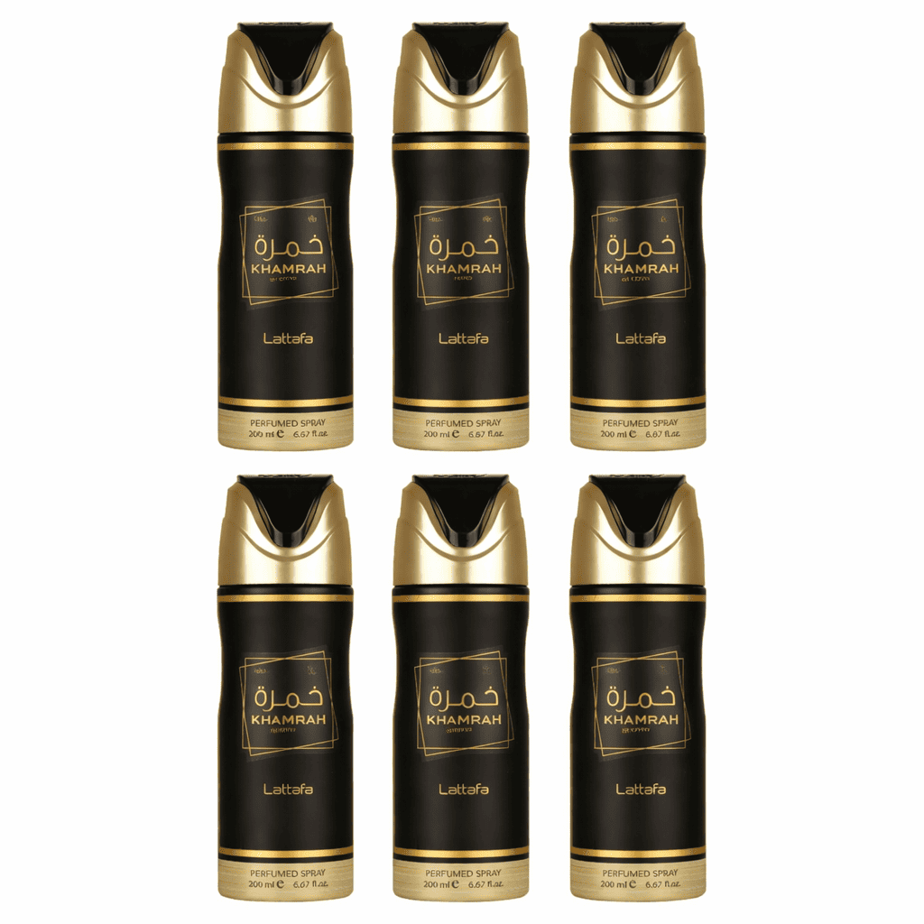 Khamrah Perfumed Spray 200ml (U) Deo 6 piece pack