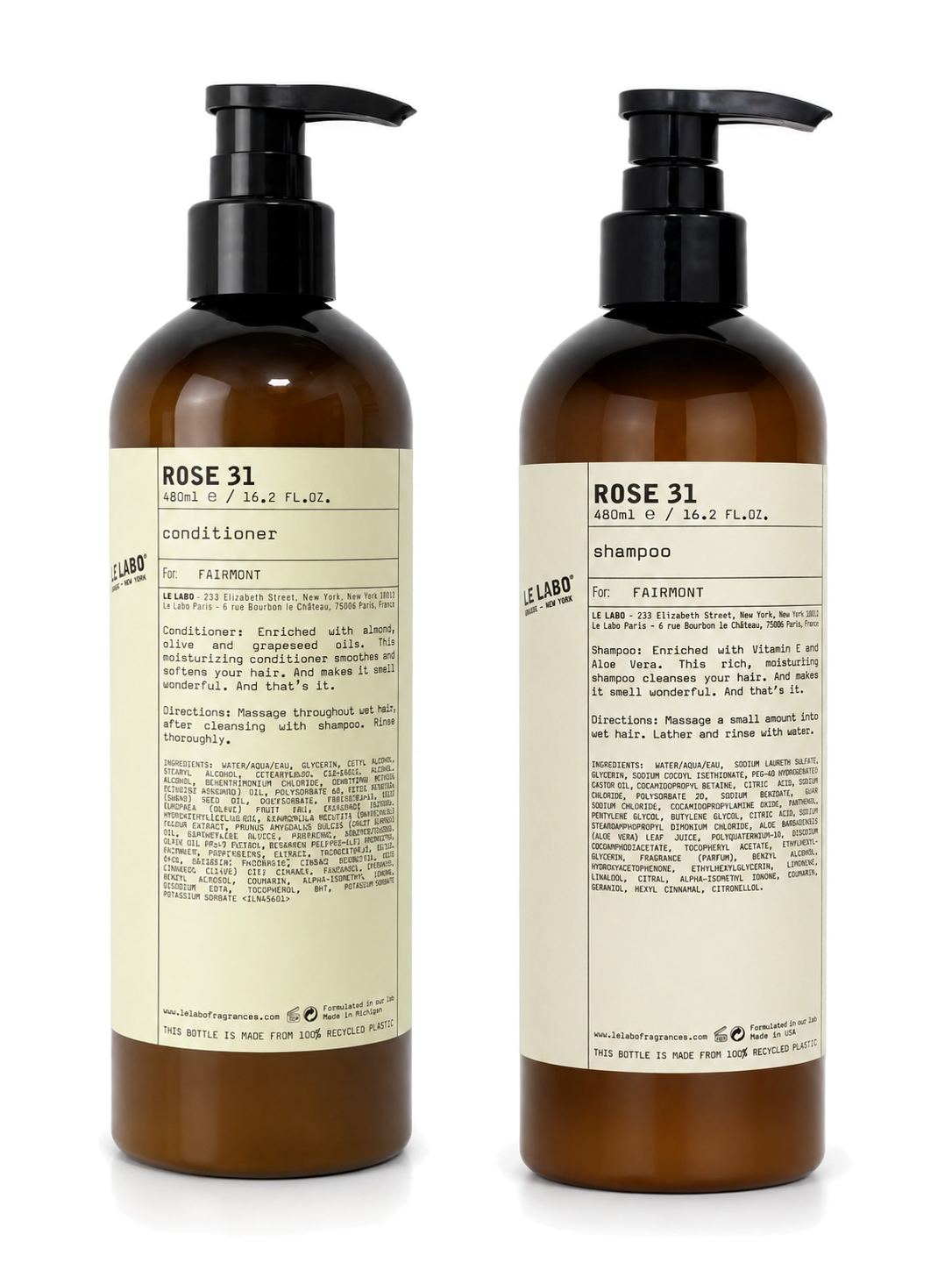 Le Labo Rose 31 conditioner 480ml + Shampoo 480ml Hotels Line Edition Combo